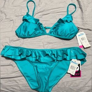 Roxy turquoise 2 piece swim suit